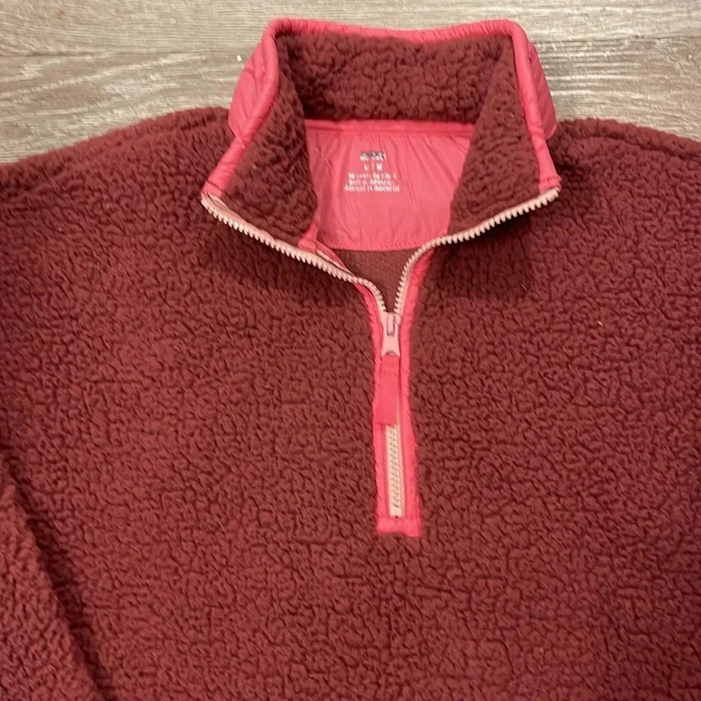 Aerie dream Sherpa pull over sweater pink size medium sweatshirt - Picture 3 of 9